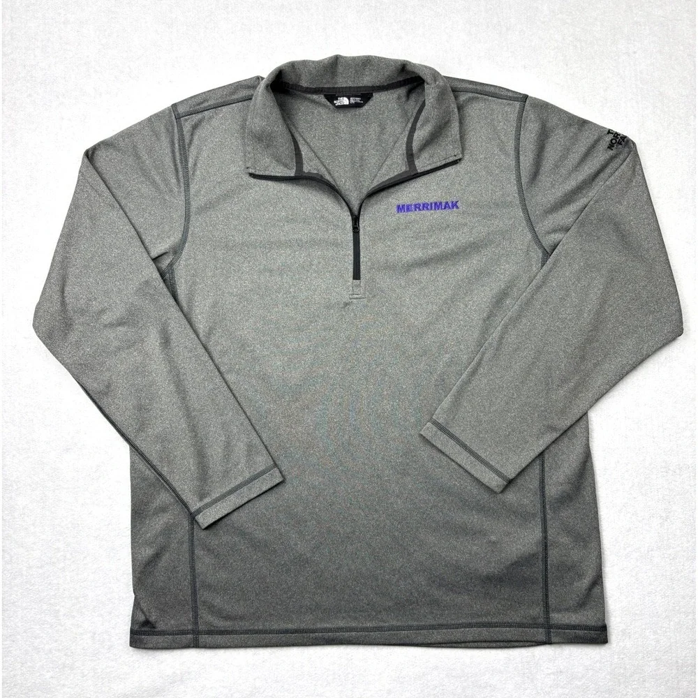 The‎ North Face Quarter Zip Mens XL Gray Merrimak Embroidered Pullover Shirt